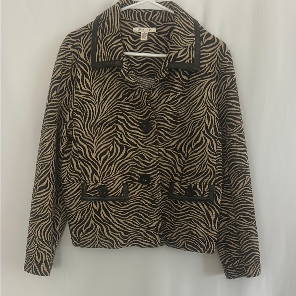 JM Collection Black and Cream Zebra Blazer 0137